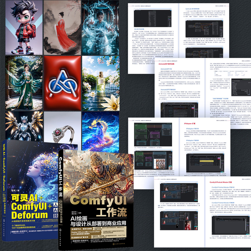 2025新書推薦:【ComfyUI工作流:AI繪畫與設計從部署到商業應用+可靈AI+ComfyUI+Deforum人工智能AI視頻製作技巧大全】全兩冊 2025新書推薦:【ComfyUI工作流:AI繪畫與設計從部署到商業應用+可靈AI+ComfyUI+Deforum人工智能AI視頻製作技巧大全】全兩冊